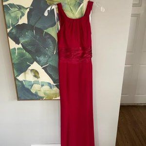 Red Chiffon David’s Bridal Bridesmaid Dress Style F12732